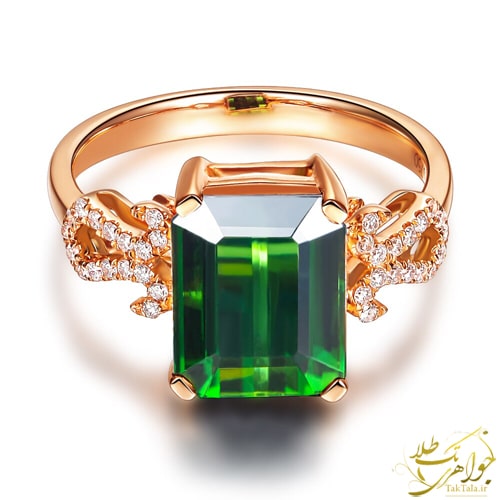 انگشتر تورمالین سبز طلا و جواهر