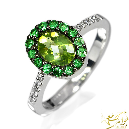 انگشتر زبرجد سبز زنانه طلا و جواهر