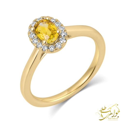 انگشتر زنانه یاقوت زرد طلا و جواهر