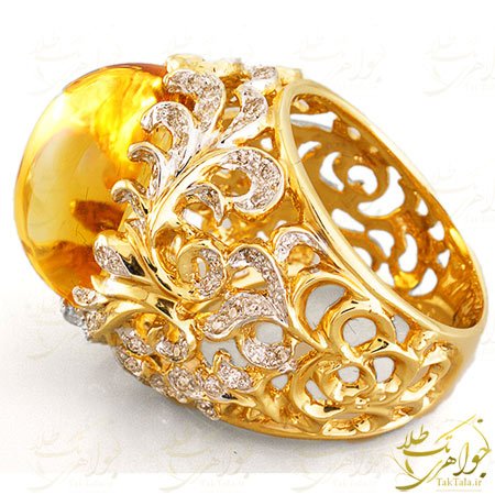 انگشتر سیترین زنانه طلا و جواهر