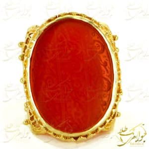 انگشتر عقیق خطی طلا