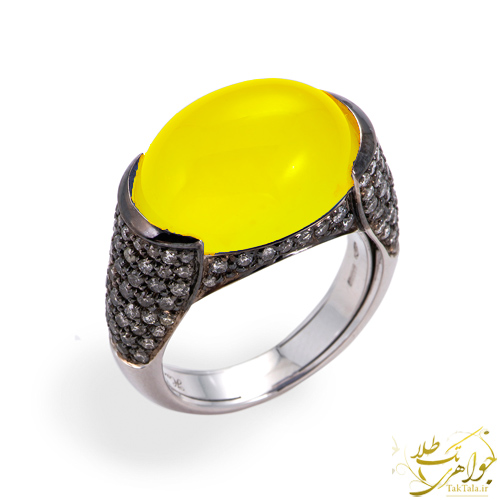 انگشتر عقیق زرد زنانه طلا و جواهر