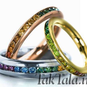 حلقه طلا و جواهر رنگین کمان