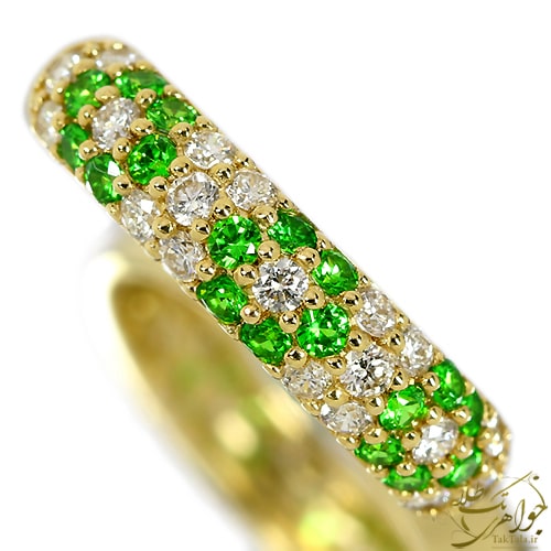 انگشتر گارنت سبز زنانه طلا و جواهر