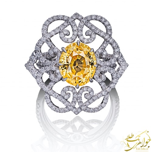 انگشتر یاقوت زرد زنانه طلا و جواهر