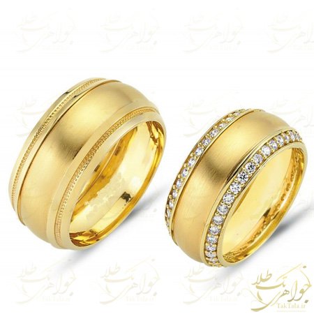 حلقه ازدواج طلا و جواهر با نگین برلیان
