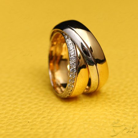 حلقه ست ازدواج دو رنگ طلا و جواهر