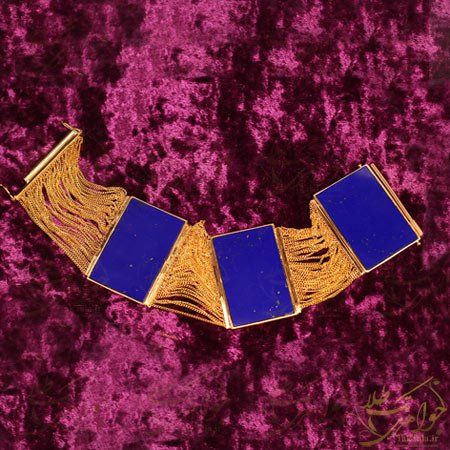 دستبند طلا زنانه با سنگ لاجورد
