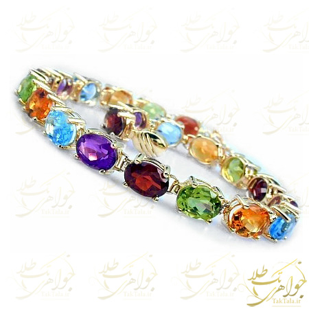 دستبند طلا زنانه با نگین جواهرات اصل