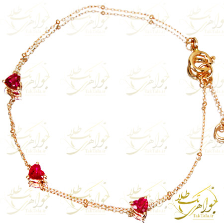 دستبند طلا زنانه با نگین یاقوت قرمز