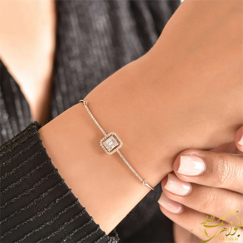مدل دستبند طلا و جواهر زنانه رزگلد با نگین برلیان