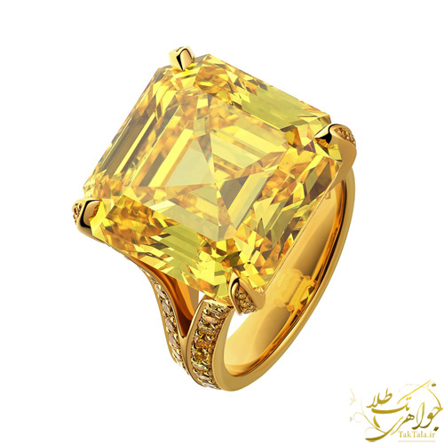 انگشتر طلا زنانه با نگین زیرکنیای زرد