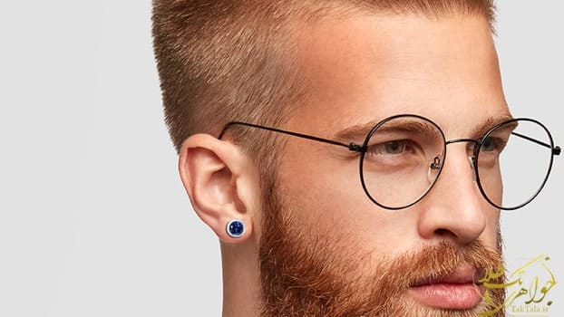گوشواره مردانه با سنگ رنگی جواهر مناسب برای اقا، گوشواره مردانه