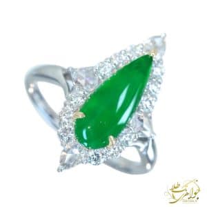 عکس انگشتر طلا و عقیق سبز یمنی اصل و برلیان