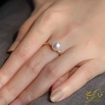 مدل انگشتر ظریف زنانه مروارید اصل ژاپنی و برلیان