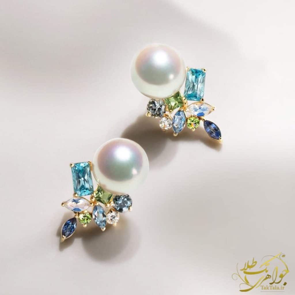 عکس گوشواره چندنگین زنانه طلا و جواهر شیک