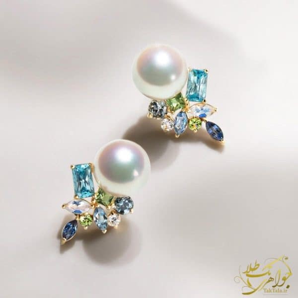 عکس گوشواره چندنگین زنانه طلا و جواهر شیک
