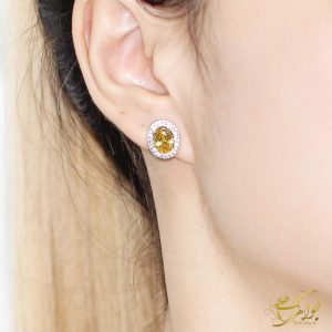 مدل گوشواره طلا زنانه شیک و خاص با یاقوت زرد