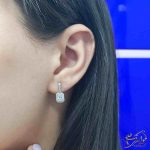 تصویر گوشواره زنانه الماس طلا سفید طراحی لوکس