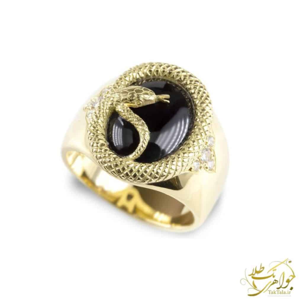 عکس انگشتر مردانه با نگین اونیکس و برلیان