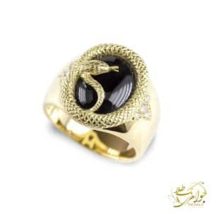 عکس انگشتر مردانه با نگین اونیکس و برلیان