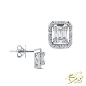 تصویر گوشواره برلیان باگت طلا سفید زنانه از نمای دیگر