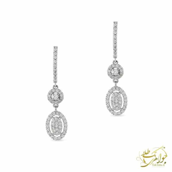 عکس گوشواره طلا سفید زنانه جواهر برلیان