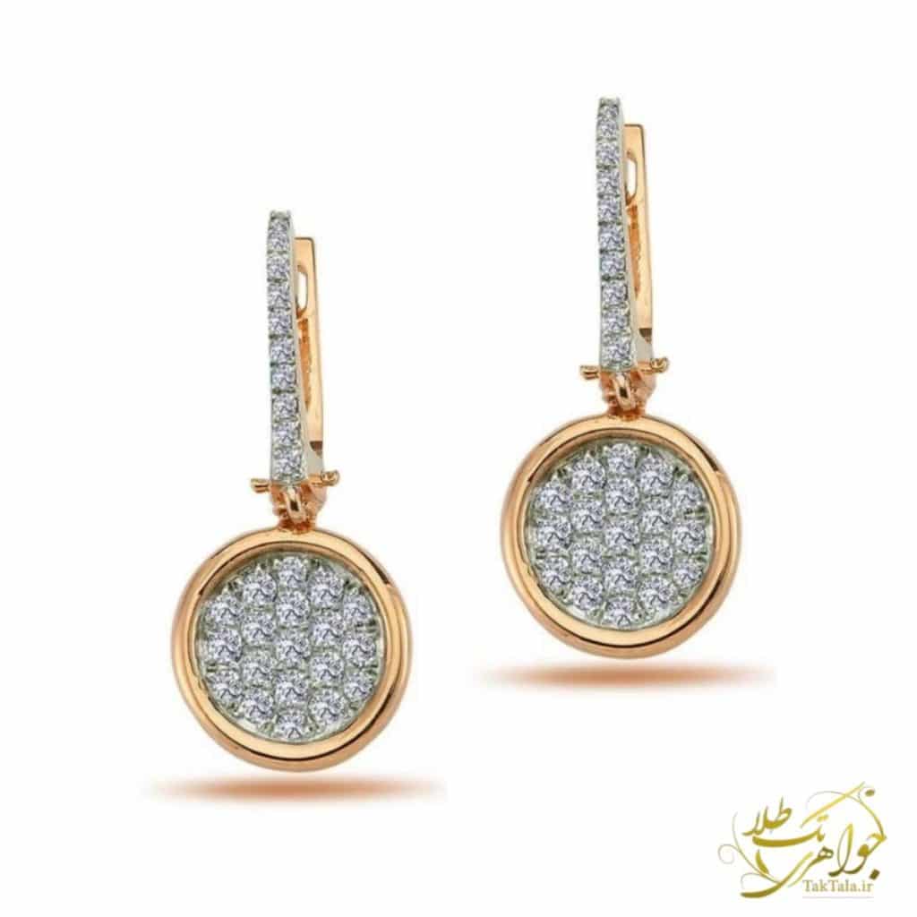 تصویرگوشواره زنانه طلای رزگلد و برلیان