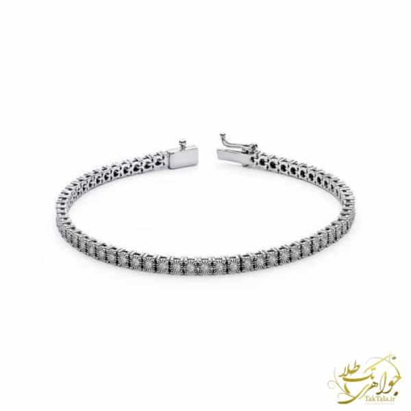 عکس دستبند زنانه تنیسی طلا سفید و نگین برلیان
