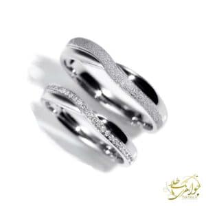 ست حلقه طلا سفید با نگین برلیان و طراحی مینیمال