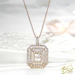 عکس گردنبند باگت و برلیان زنانه هشت ضلعی