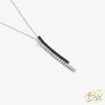 گردنبند طلا با نگین برلیان سیاه و سفید مدل خطی