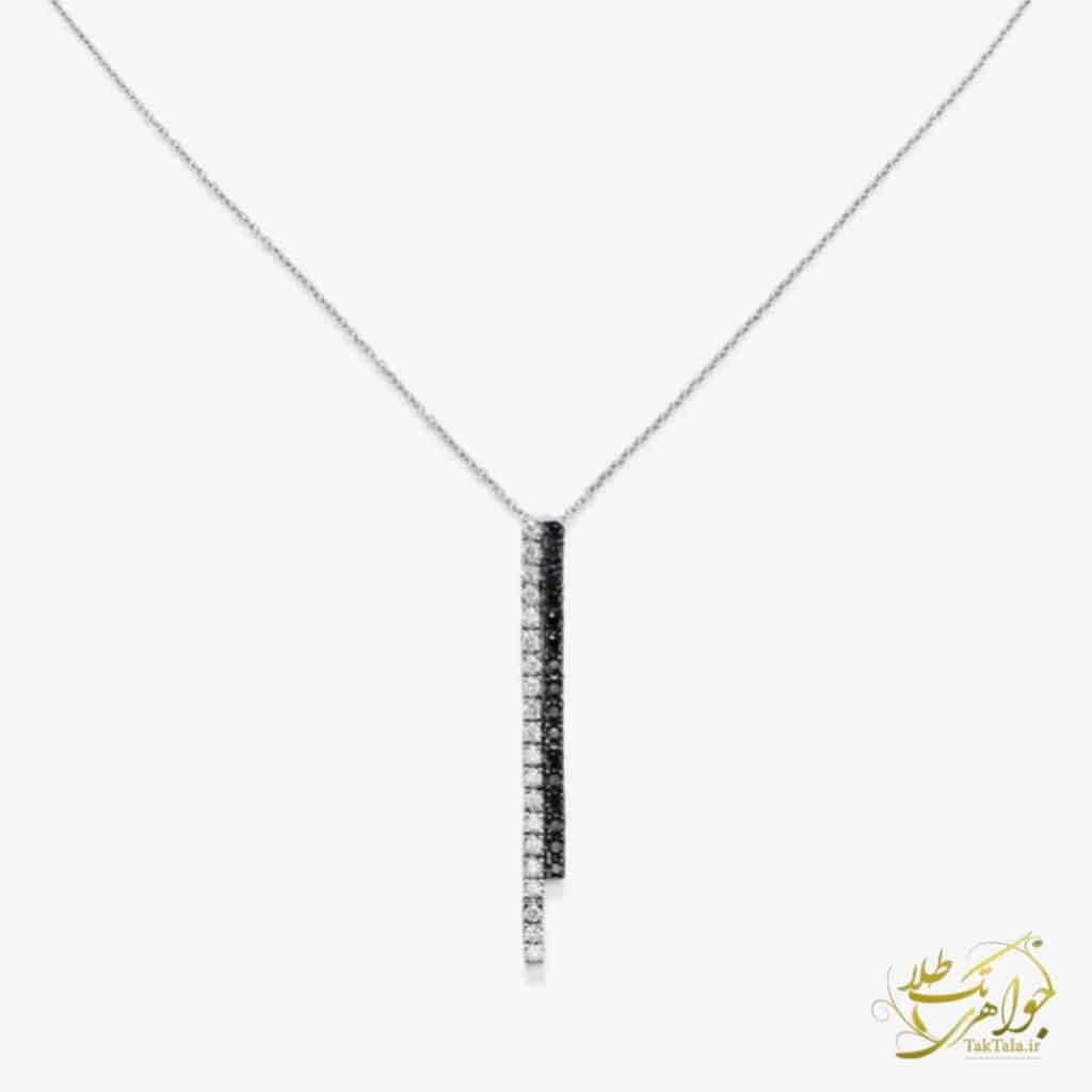 گردنبند طلا مینیمال با الماس مشکی و سفید