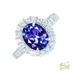 عکس انگشتر طلا زنانه با نگین تانزانایت و دوربرلیان