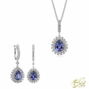 عکس نیمست طلا و جواهر تانزانیت و برلیان